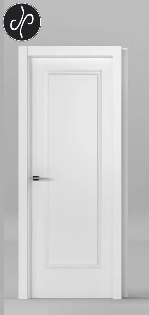 DAR-1-C: Puerta ciega lacada en blanco, perfecta para interiores modernos en Madrid.